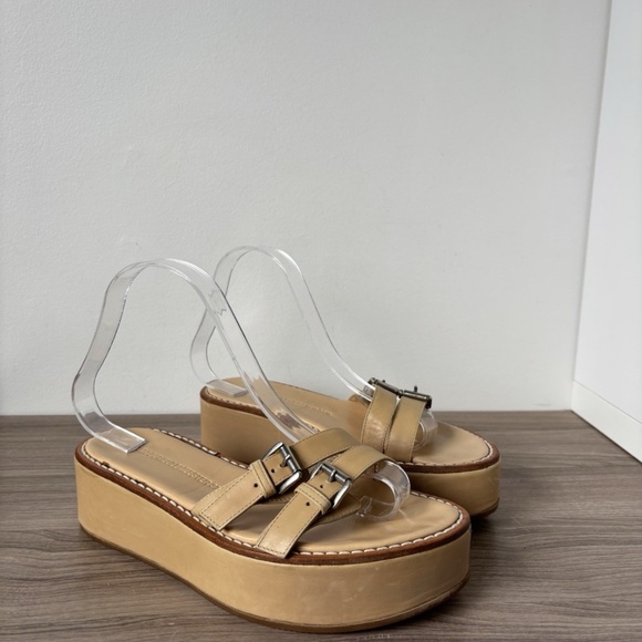 Ann Demeulemeester Sandals Platform Leather *Vintage* Beige 7.5 us Women's❤️ - Picture 5 of 14